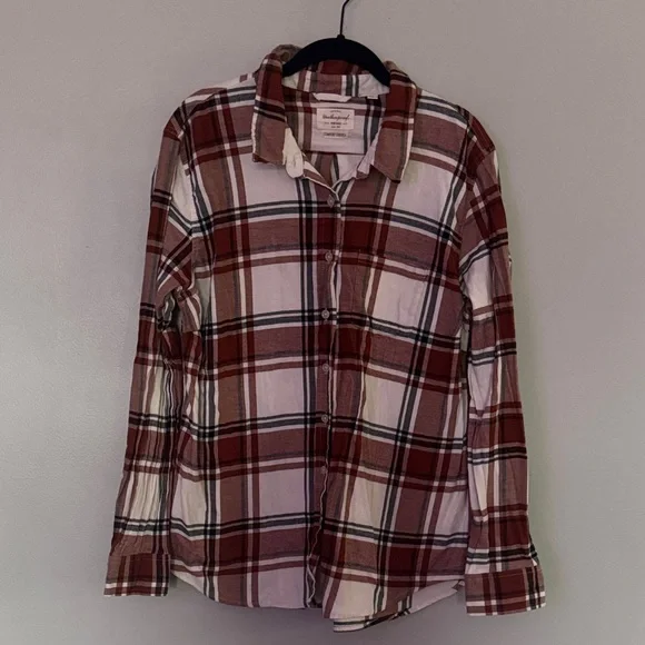Weatherproof Vintage Orange and White Plaid Shirt - Picture 1 of 6